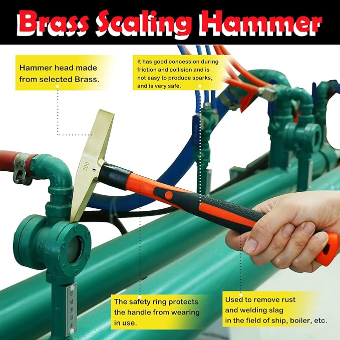 WEDO 3PCS Hammer Set, 3lb Sledge Hammer,1lb Ball Pein Hamme,2lb Ball Pein Hammer,Brass,Fiberglass Handle,Die-Forge,Corrosion Resistant