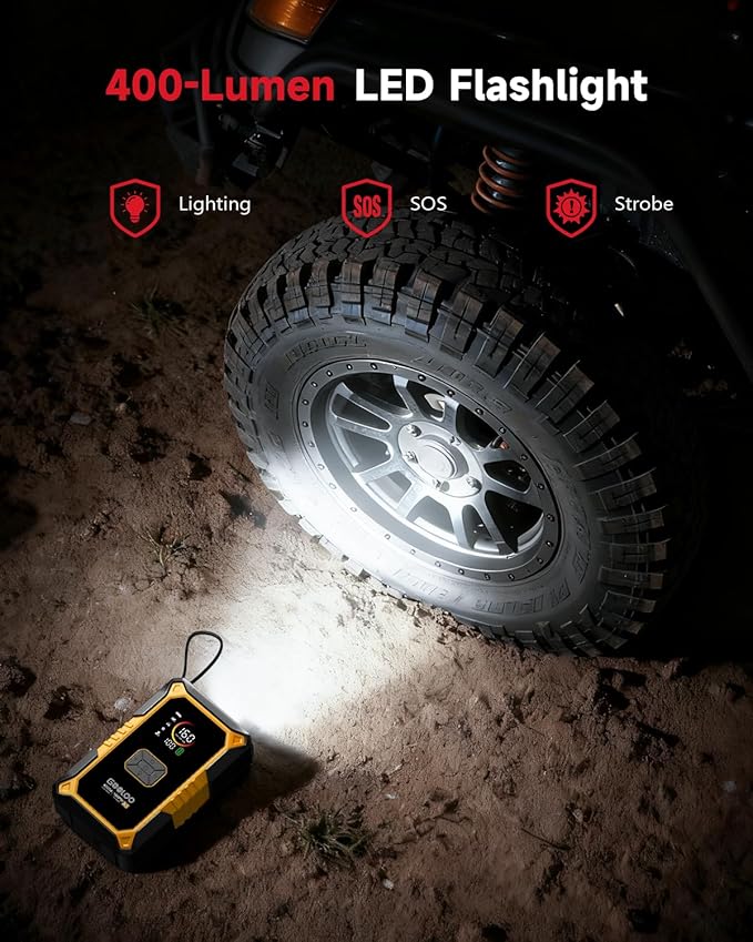 GOOLOO A5 Car Jump Starter with Air Compressor, 4000A Portable Car Jump Starter (All Gas/10.0L Diesel) with 160PSI Auto-Off Tire Inflator, 45W Output Power Bank,12V Battery Jumper Starter Portable
