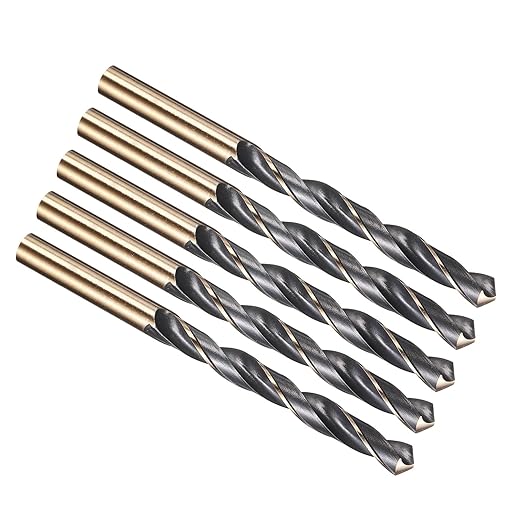 PATIKIL 10mm Drill Bit, Jobber Straight Shank 4341 High-Speed Steel 118째 Black and Gold Finish for Medium-Hard Metal Steel Acrylic - 5 Pack