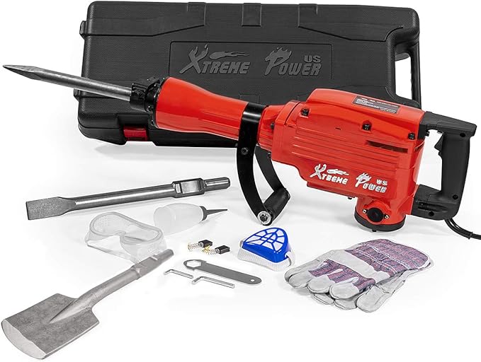 XtremepowerUS 2200W Demolition Jack Hammer Chisel & Shovel Bits Demo Jack Hammer Construction Concrete Floor Breaker Drill