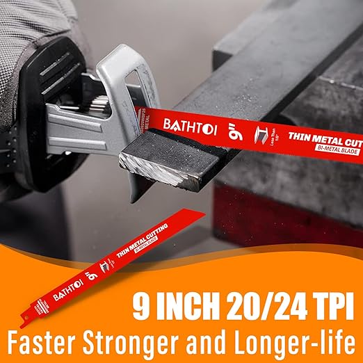 25 Pack 9 Inch 20/24 Tpi Reciprocating Saw Blades for Thin Metal and Extreme Metal Cutting, Bi-Metal Sawzall Blades with 8% Cobalt for Longer Life and Faster Cutting Speed