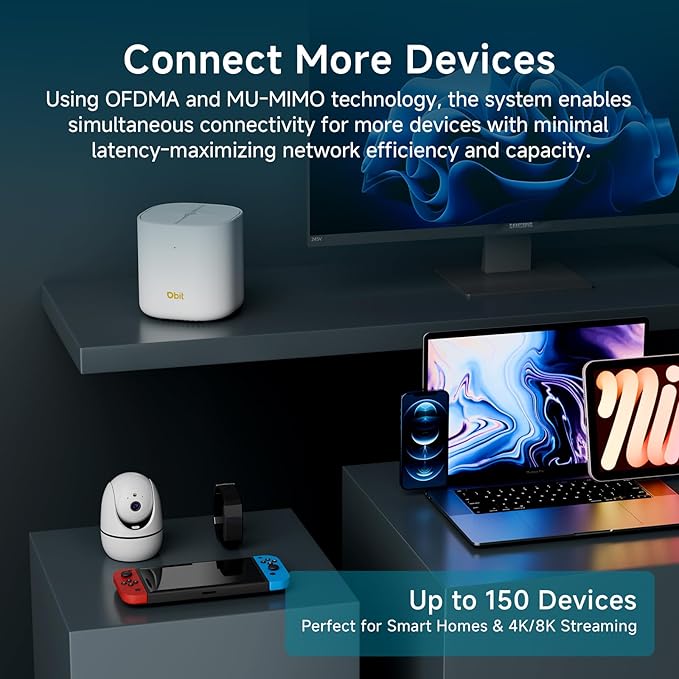 DBIT AX1800 WiFi 6 Whole Home Mesh Wi-Fi System, Dual-Band Coverage up to 6,500 sq. ft. and 150 Devices, Replaces Wireless Router and Extender (D-MAX5, 3-Pack, 6 Gigabit Ethernet Ports in Total)