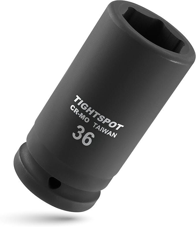 TIGHTSPOT 1" Drive Deep Impact Socket 36mm Professional CR-MO Jumbo Socket 6 Point Built for Automotive Truck and Equipment Service