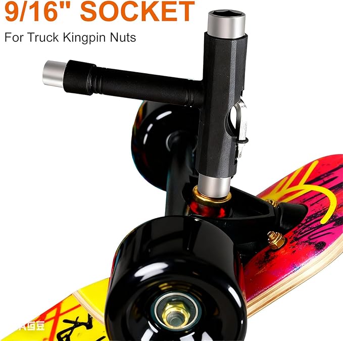 Skate Tools All-in-One, Skateboard T Tool, Tool Accessory with T-Type Allen Key and L-Type Phillips Head Wrench Screwdriver for Adjust Skateboards, Roller Skates, Longboards