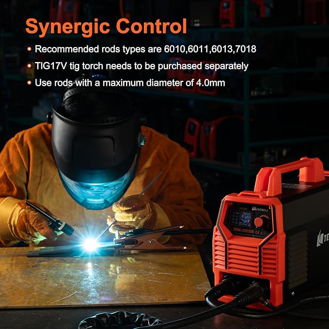 200A Pro Welder, 110V/220V Dual Voltage 2 In 1 ARC/Lift TIG Welding Machine with Synergic Control, IGBT Inverter Stick Welder with Large LED Display, Hot Start, VRD, Arc Force and Anti-Stick