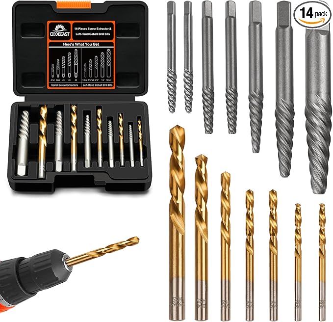 Gifts for Men, Damaged Screw Extractor Set Left Hand Drill Bits for Easy Out Removing Broken Bolt Kit, Valentines Day Gifts for Him Men Adults竊?4pieces