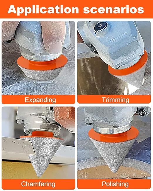3 PCS Diamond Beveling Chamfer Bits Set, Tile Cone Grinder Bit with 5/8-11 Thread Adapter, 1" Diamond Drill Bits for Hole Enlarging Trimming Grinding in Tile, Marble, Glass, Granite,Ceramic