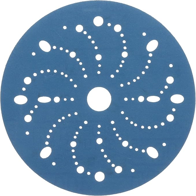 3M Hookit Blue Abrasive Discs 36181, Multi-Hole, 6 in, 400+ Grade, Pack of 50, Virtually Dust-Free, for Auto Sanding, Body Repair, Featheredging, Primer Sanding, Paint Preparation, E-Coat