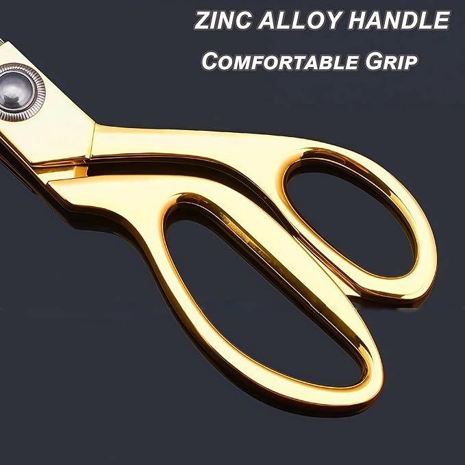 Professional Tailor's Scissors, Heavy Duty Stainless Steel Fabric Cutting Shears, Composite Alloy Blade (Gold, 9.5 inches)