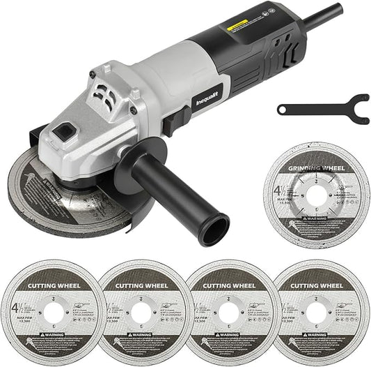 Corded Angle Grinder Grey, 4.0-Amp 4-1/2 Inch 12000RPM with Grinding and Cutting Wheels, Flap Disc and Auxiliary Handle for Cutting, Grinding, Polishing and Rust Removal