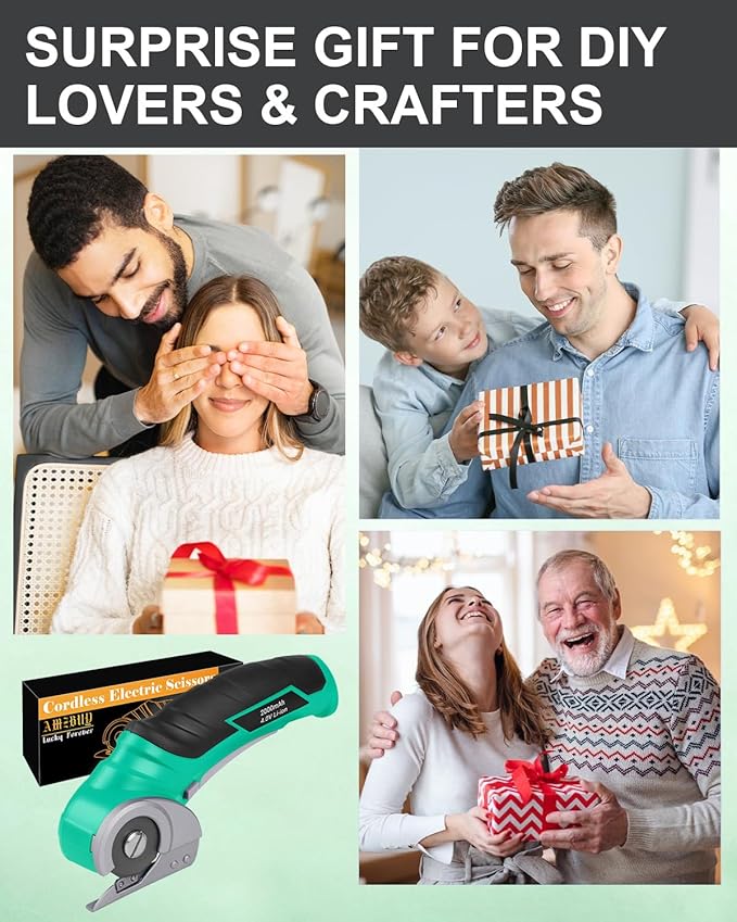 Gifts for Men Christmas Stocking Stuffers for Women Electric Box Cutter Power Shears 4V Cardboard Cutter Carpet Cutter Tool Heavy Duty Rotary Cutter for Thin Box Plastic for Birthday White Elephant