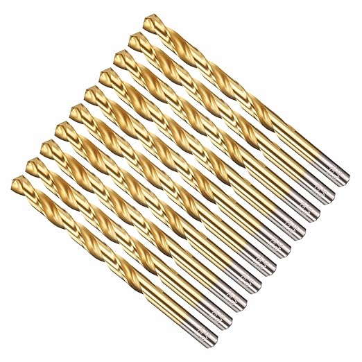 Drill Bit, 19/64" Cutting Diameter, 4341 HSS Jobber Bits TiN Coated 135° Cutting Angle - (Applications: for Drilling Soft Metal Plastic Wood), 10-Pieces