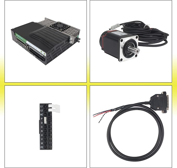Without Brake 400W AC Servo Motor Kit, CNC 220V 2.5A 3000rpm L3000 17-bit Encoder RS485 Servo Motor Driver Controller Kit for CNC Engraver Milling Machine/Robot