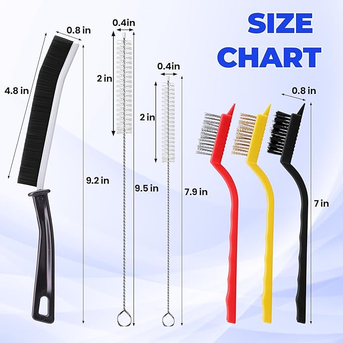 10 Pack Crevice Cleaning Brush Set,Hard Bristle Crevice Cleaning Brush,Wire Brushes and Straw Brush,Crevice Cleaning Tool for Kitchen, Faucets，Grout,Bathroom, Corners, Tight Spaces,Sink and Gas Stove