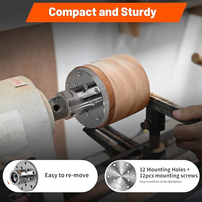 Wood Lathe Steel Faceplate 4",Faceplate for Wood Lathe,Lathe Face Plate Fit for 1-1/4" x 8TPI Spindle with Screwchuck