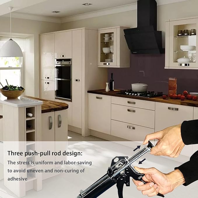 Dual Caulking Gun for 400 mL / 13.5 fl oz, Double Cartridge Epoxy Gun, 28:1 Thrust Ratio, Hand Manual Black Panel Bond Adhesive Caulk Gun (1:1 Mix Ratio)