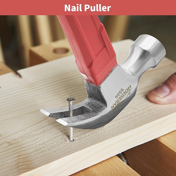 24 oz Claw Hammer-Straight Rip Claw with Smooth Face-heavy Duty Hammer with Soft Grip Handle