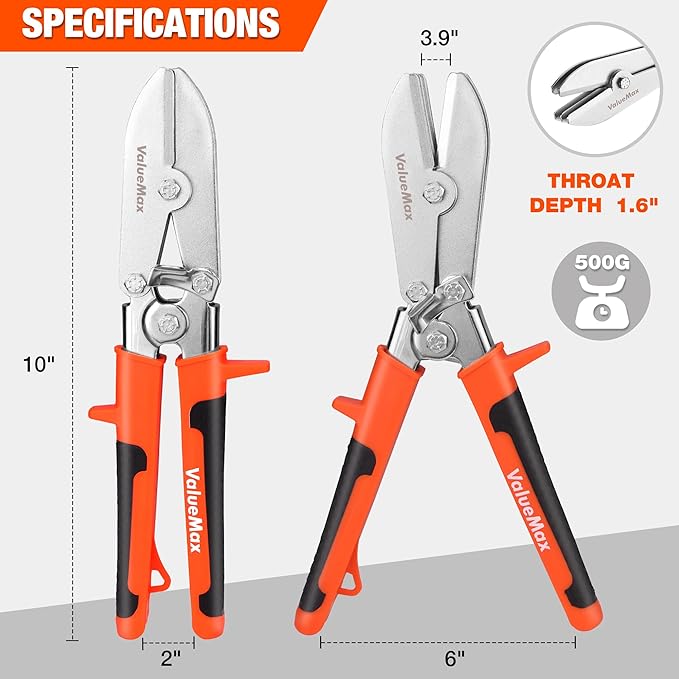 ValueMax 5-Blade Hand Crimper, Gutter Crimping Tool and Sheet Metal Crimper for 22-28 Gauge Stainless Steel, HVAC Ductwork, Downspouts, Stove Pipes, Rust-Resistant Ergonomic Handle