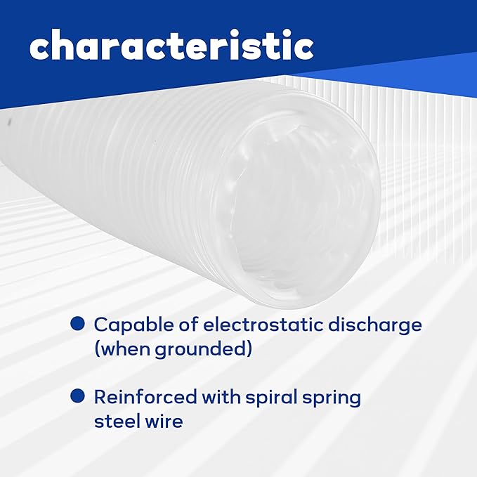 2.5"竊? 1/2"竊뎪 10' PVC Dust Collection Hose with 304 Stainless Steel Hose Clamps, for Table Saw, Band Saw, Planer, Woodworking and Wood Shop Dust Collection System