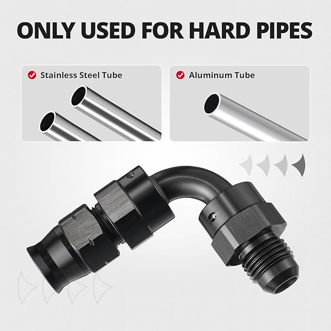 EVIL ENERGY 6AN Male to 3/8" Hardline Compression Fitting Adapter 90 Degree Aluminum Black