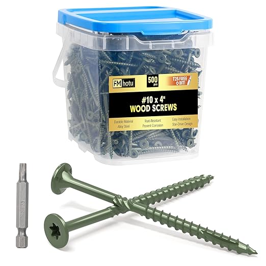 #10 x 4??Deck Screws, 500Pcs Star Drive Wood Screws, Rust Resistant Timber Screws for Timber/Log/Landscaping Wood, T25 Star Bit Included, Green