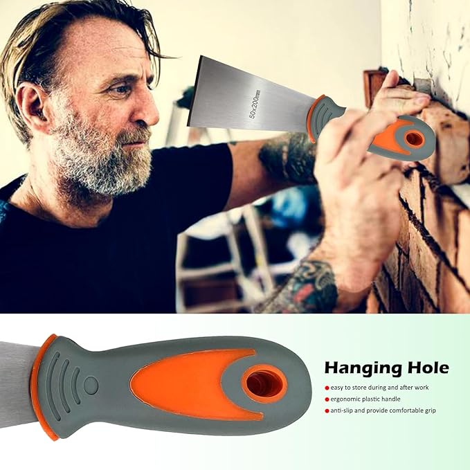 WEDO Putty Knife Scraper,2.6" Stainless Steel Scraper,65mm Dry Wall Taping Knife with Ergonomical Handle,Scraper Tool for Plaster Scraping Drywall Finishing,Length 200mm(8"),Corrosion Resistant
