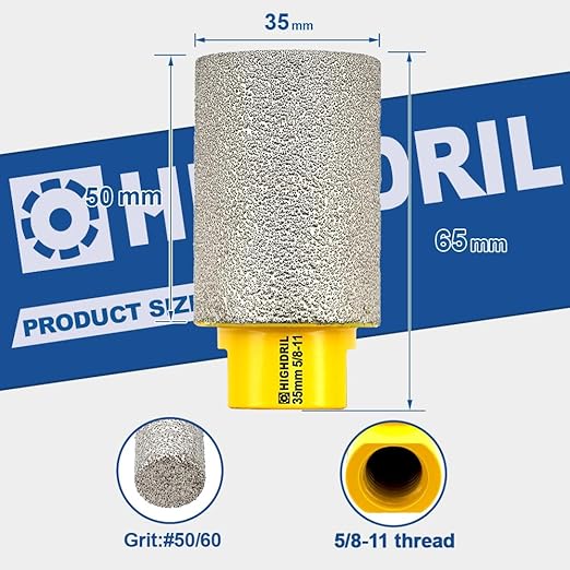 Diamond Milling Bit for Enlarging and Shaping Hole,HIGHDRIL 2pcs Diameter 35mm (1-3/8") Dry Drilling Core Bit for Porcelain,Hard Ceramic,Granite and Marble