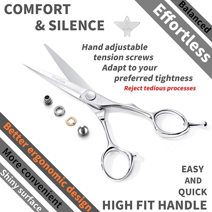 High-end Professional Extremely Very Sharp Barber Hair Cutting Scissors Hairdresser Shears For Hair 5.5 Inch Haircut Scissor Made Of Stainless Steel For Hairdressing Salon and Home Use