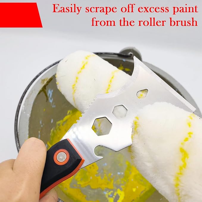 WYPROCEED Paint Scraper Tool, Stainless Steel 12-in-1 Putty Knife, Metal Spackle Scraper for Removing Drywall Paint, Caulk, Wood, Wallpaper