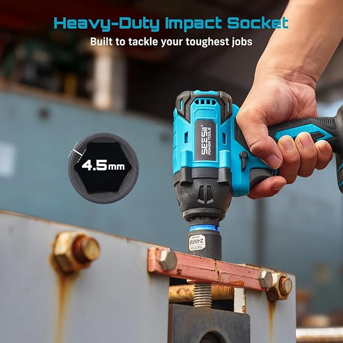 1/2 Inch Drive Impact Socket Set, 11-Piece Metric (10-24mm), Professional Chromoly Steel (CR-MO), 6-Point Shallow Sockets for Impact Wrench, Automotive Repair & General Mechanic Tools