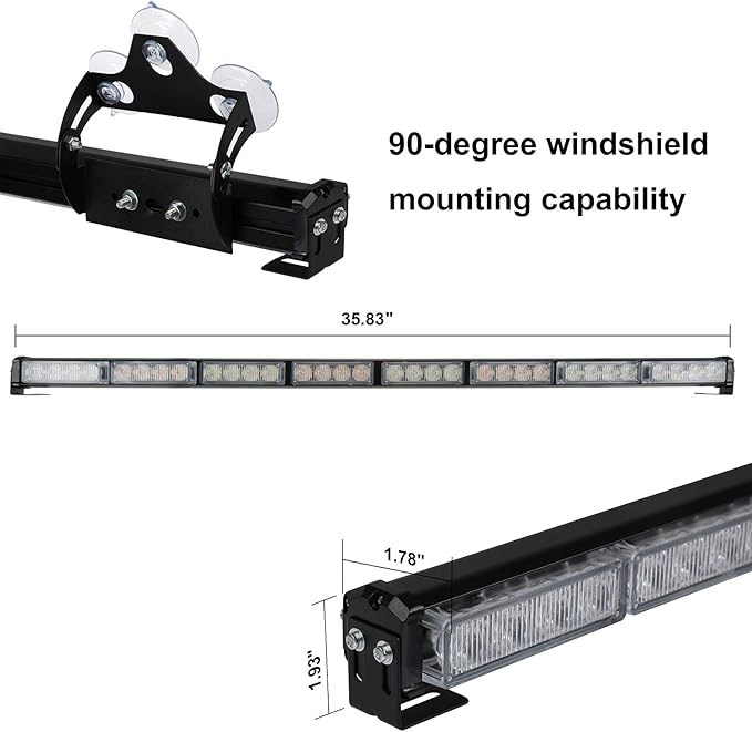ASPL 36" 32LED Traffic Advisor Light Bar Warning Emergency Strobe Light Bar Directional Flashing Emergency Caution Lighting Led Safety Lights with 16 ft Straight Cord (Amber/White)