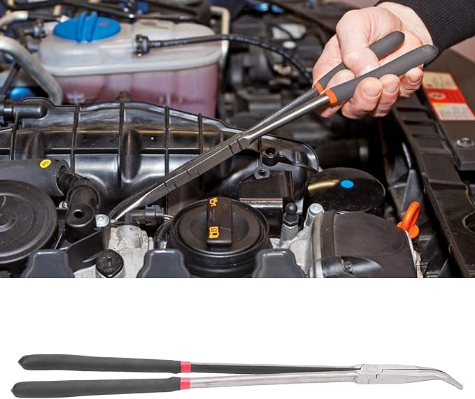 Professional 45 Degree Curved Nose Pliers Long Handle Steel Hand Tools for Electrical Work and DIY Projects Tool Steel Plastic 400mm 16in