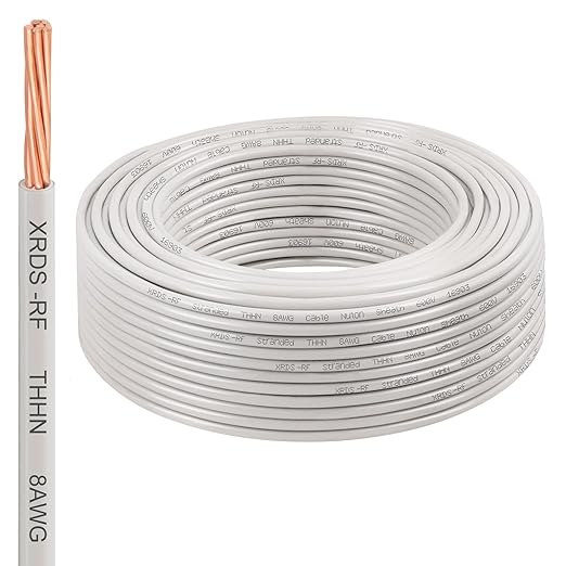 8AWG THHN Electrical Wire 150FT ??Stranded Bare Copper Conductor with PVC and Nylon Insulation, Heat and Oil Resistant Cable for Indoor & Outdoor Wiring