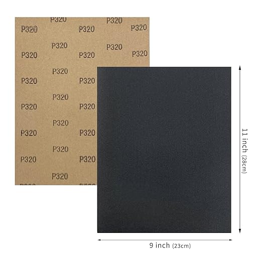9 x 11 Inch 15pcs Wet Dry Sandpaper, 320 Grit Waterproof Abrasive Sand Paper, Silicon Carbide Sandpaper Sheets for Metal Wood, Auto Polishing