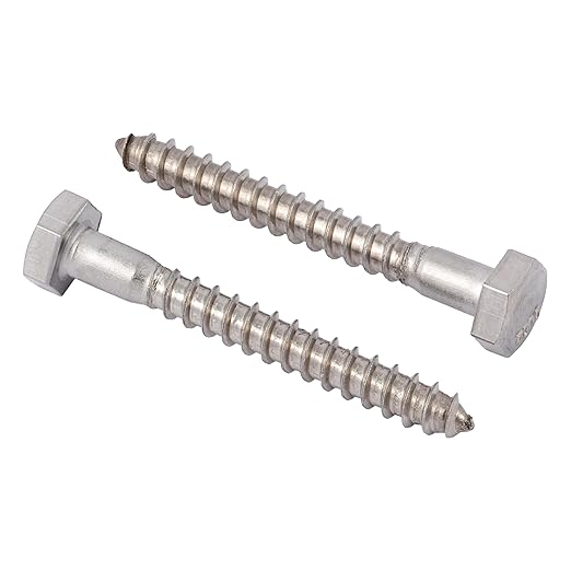 1/4 x 2-1/2 Stainless Lag Bolt (25-Pack) 18-8 Stainless Steel, Heavy Duty Hex Wood Lag Screw, ASME B18.2.1 Commercial/Industrial Grade by Makers Bolt