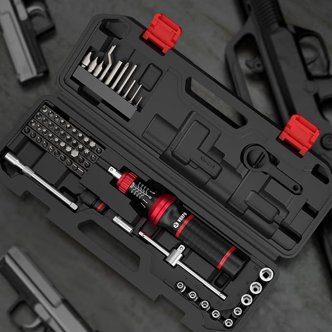 VANPO 1/4" Torque Screwdriver Set, 64 Pieces 10??0 in-lb Inch Pound Torque Wrench Screwdriver Kit with T-Bar & S2 Bits ??Precision Tool for Optics, Electronics, Smart Locks & DIY Repair