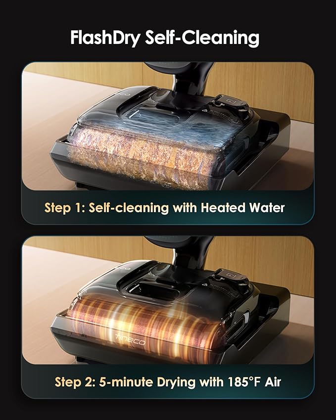 Tineco Wet Dry Vacuum Cleaner 22kPa Suction Floor Cleaner Mop, 50 Min Runtime, iLoop Smart Sensor, DualBlock Anti-Tangle Design, 185??Flashdry, Dual-Edge Cleaning, 180째 Lay-Flat, Floor One S7 Artist