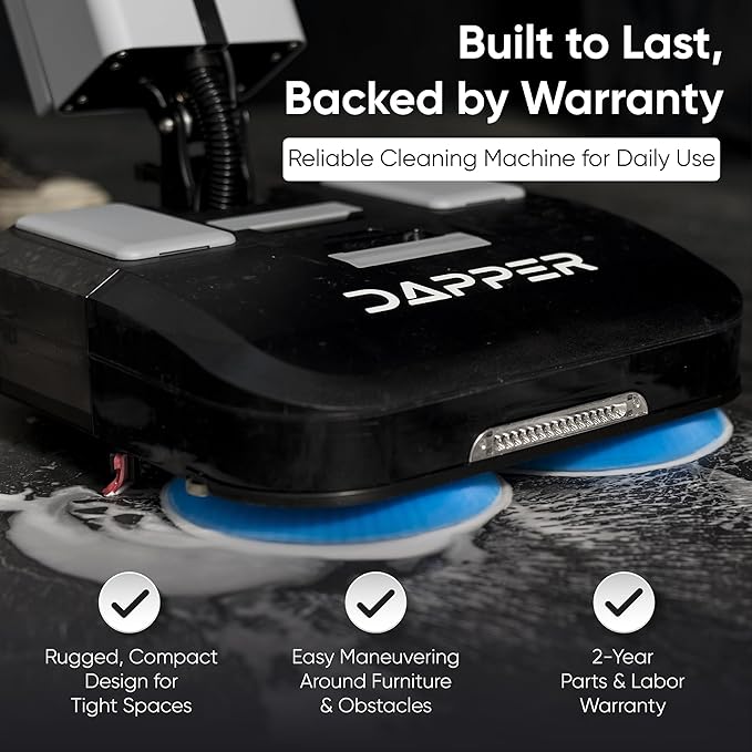 Battery Powered Walk Behind Mini Automatic Floor Scrubber Machine – Compact & Portable, 16” Cleaning Width, 1.5h Runtime, 3-Speed Brush – Ideal for Small Commercial Spaces, Offices, Retail