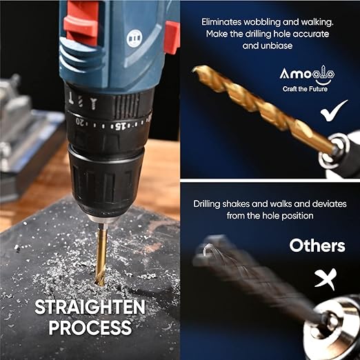 amoolo 11/64 Twist Drill Bit Set, 5Pcs Titanium HSS Hex Shank Impact Drill Bit Set for Metal, Steel, Wood, Plastic, Quick Change Design