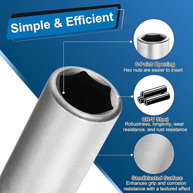 HARFINGTON Nut Driver Drill Bit 9mm Metric Socket 1/4" Hex Shank 3.15" (80mm) Long 6-Point Sockets Quick Change CR-V Steel Bolt Setters for Power Drill Drivers