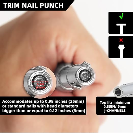 Trim Nail Punch with Retaining Clip, 7.56 Inch Nail Punch for Finish Protection, Ideal Carpentry Tool