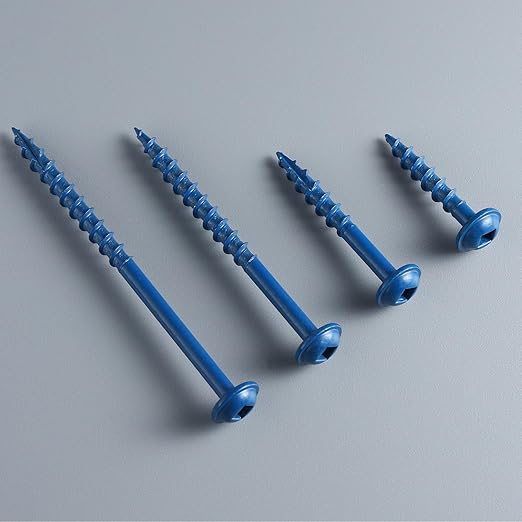 Pocket Hole Screws 1 1/4 Inch, 300Pcs, Anti-Rust Blue Coated Pocket Screws #8 x 1-1/4", Exterior Wood Screws, Coarse Thread, Washer Head Square Drive, Self-Tapping Tip, with Drive Bit
