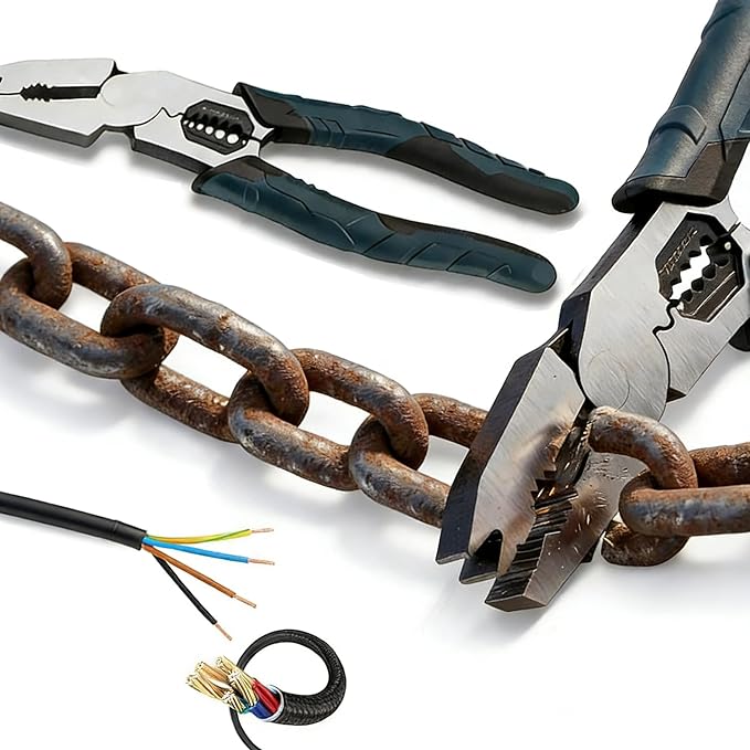Industrial- Grade Nail Puller & Wire Cutter Tool | Compound Leverage Action Design for Heavy Duty Cutting 9-in-1 Multi-Functional Key Cutting Plierss/Wire Cutter/Stripper