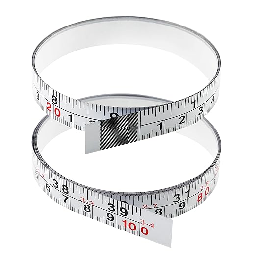 2 Packs 1/2-Inch Self-Adhesive Measuring Tape, 39 Inch or 100cm Peel and Stick Tape Measure, Imperial and Metric Scales, Left-Right Reading Ruler Tape for Workbench, Table Saw, Drafting Table, White