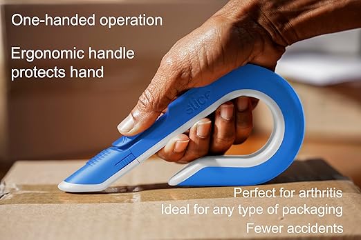 Slice Box Cutter, Heavy Duty Utility Knife, Safe Ceramic Blade Lasting 11x Longer than Metal, Sky, 1 Pack