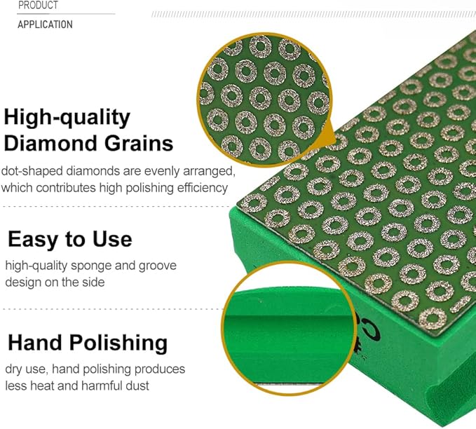 SHDIATOOL Electroplated Diamond Hand Polishing Pads Foam Back for Granite Marble Stone Ceramic(6pcs/Set)