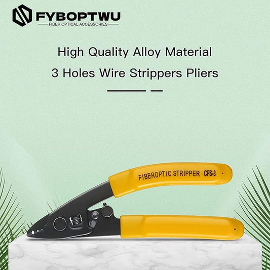 FYBOPTWU - 6 pcs CFS-3 Fiber Optic Stripper 3 Port Hole Fiber Optic Stripping Tool with 6" handle - Hex Key Adjustable For Jacket, Buffer, and 125關m-250關m Coating Stripping