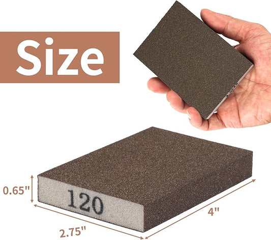 8 Pack Sanding Sponge, Sanding Blocks 120 Grit Assortment, Sand Paper for Wood Furniture, Sander Pads, Washable and Reusable Sandpaper for Drywall Metal Glasses Repair (120 Grit)