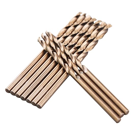 1/8" M35 Cobalt HSS Jobber Length Twist Drill Bit with Straight Shank,Heavy Duty, Pack of 10 PCS, Drilling for Cast Iron, Heat-Treated Steel, Stainless Steel and Other Hard Materials by LU&MN