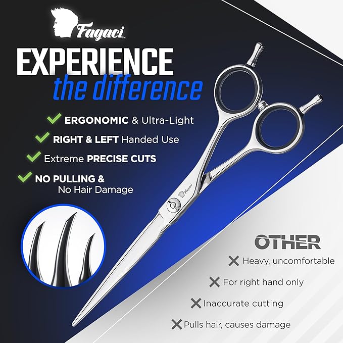 Fagaci Professional Hair Cutting Scissors 5??Super Sharp Thin Blades, 440C Steel for Maximum Precision Hair Scissors for Women & Men, Lightweight Hair Shears for Hair Cutting, Barber Scissors